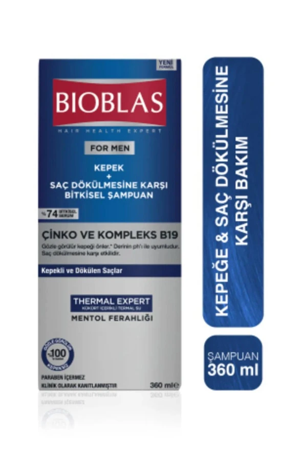 Bioblas Thermal Expert Men Kepek ve Saç Dökülmesine Karşı Şampuan 360 ml ürün görseli 1