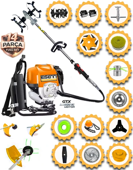 EISENN German 14 In 1 Es-701 Magnatec Motor Sırt Tipi Tırpan Toprak Eşeleme Aparatı Akrobat Çapa Aparatı ürün görseli 1