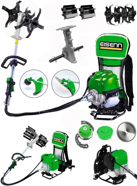 Eisenn Alman Krupp Seri Turbo Arazi Seti 20 HP Sırt Tırpan + Toprak Eşeleme + Akrobat Çapa Aparatı ürün görseli 1