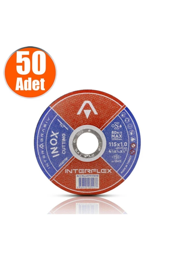 Interflex Inox Metal Kesici Taş Disk 115x1.0x22.23 Mm (50 Adet) ürün görseli 1