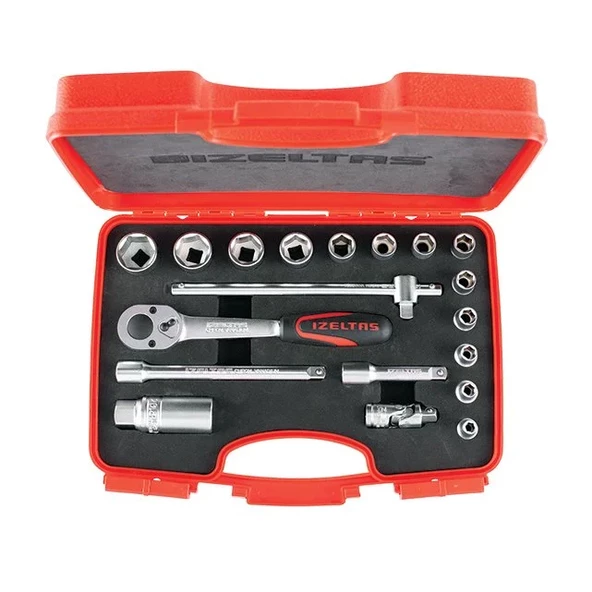 İzeltaş 1110 00 6019 3/8'' Altı Köşe Lokma Anahtar Takımı 19 Parça ürün görseli 1