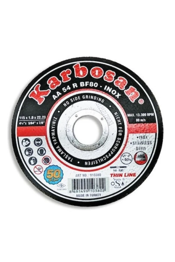 Karbosan 115x1.0x22.23 Ince Inox Kesme Diski 1 Adet ürün görseli 1