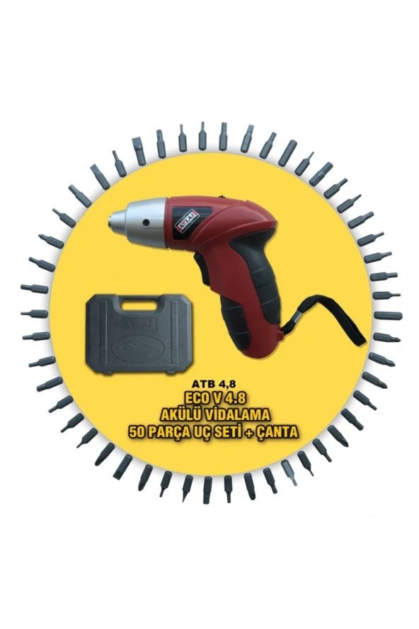 Atb Eco 4.8v Akülü Tornavida 50 Parça Çantalı Set ürün görseli 1