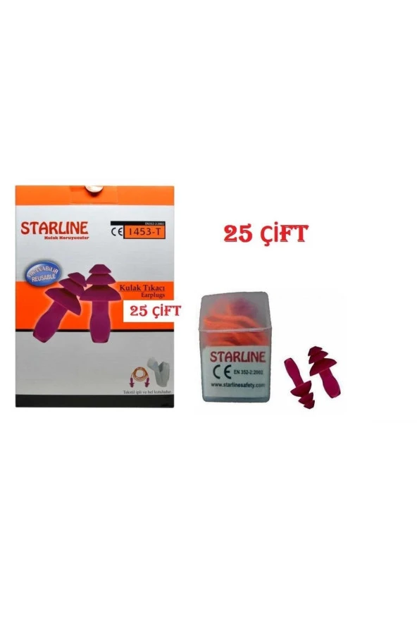 Starline 1453 T Tekstil Tipi Antialerjik Yıkanabilir Kulak Tıkacı X 25 Çift ürün görseli 1
