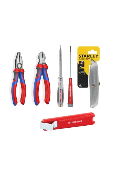 Knipex 6 Parça Set Pense 180 Mm Yan Keski 160 Mm - Izeltaş - Stanley ürün görseli 1