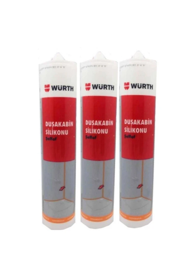 Würth Duşakabin Silikonu Şeffaf 3'lü Set ürün görseli 1