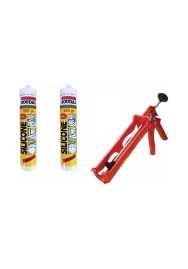 Soudal Silikon Şeffaf 2'li + Tabanca ürün görseli 1