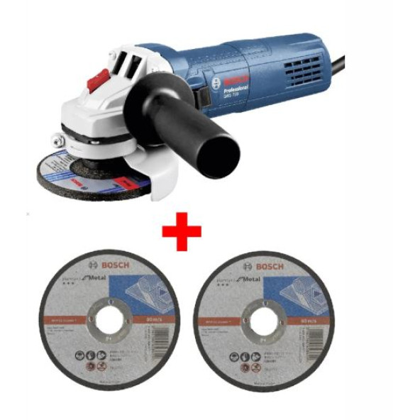 Avuç Taşlama Makinesi Gws 750 115 mm Spiral + 2 Adet 115 mm X 2.5 mm Düz Metal Kesme Diski ürün görseli 1