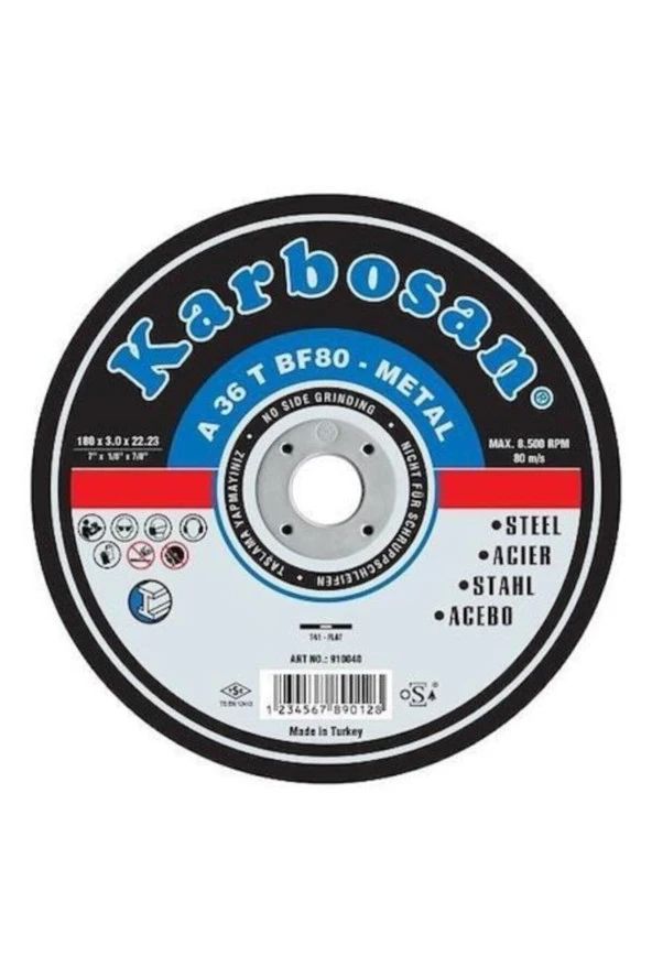 Karbosan 180x3mm Metal Kesme Taşı (10'lu Paket) ürün görseli 1