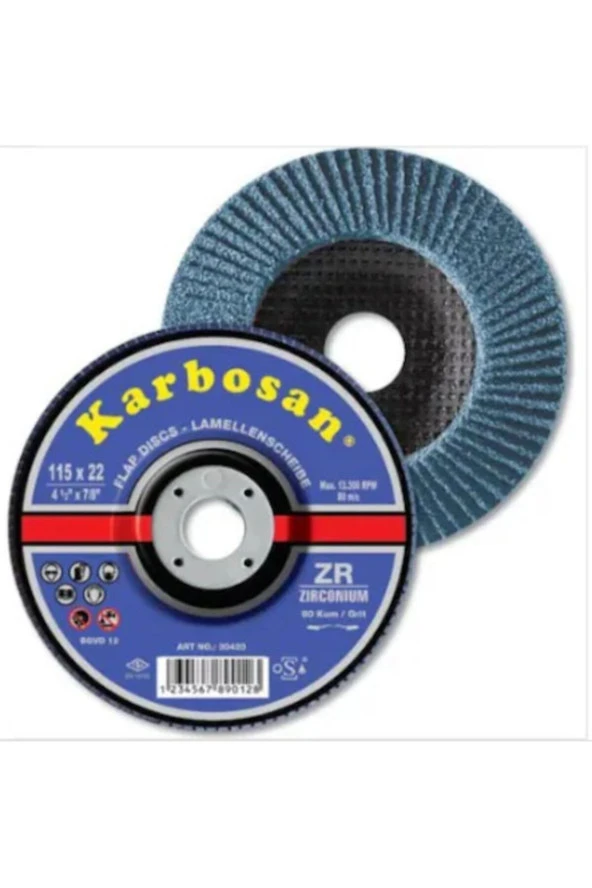 Karbosan Flap Disk Zirkonyum 115x22 Mm 40 Kum 10 Adet ürün görseli 1