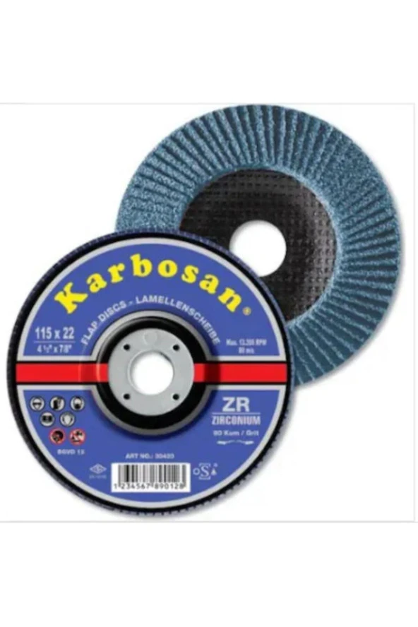 Karbosan Flap Disk Zirkonyum 115x22 Mm 80 Kum 10 Adet ürün görseli 1