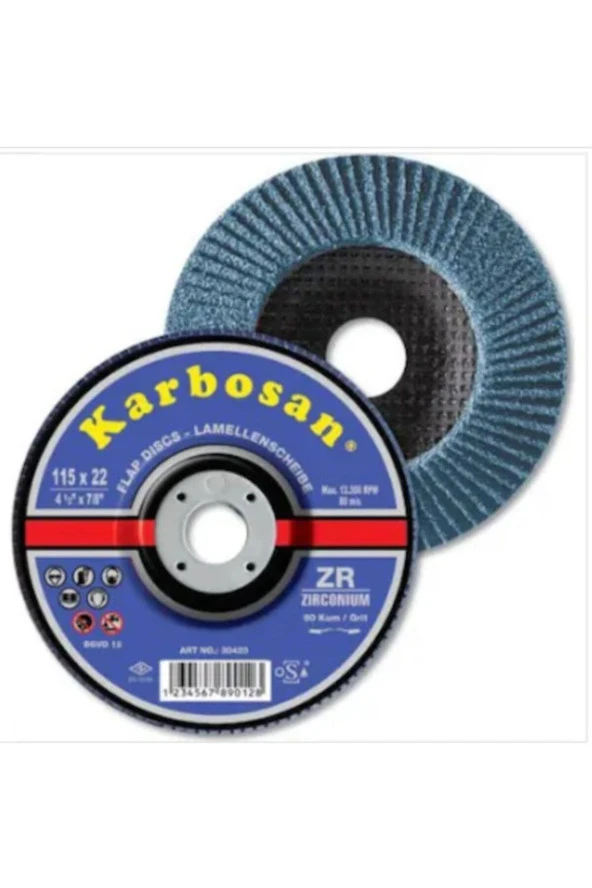Karbosan Flap Disk Zirkonyum 115x22 Mm 60 Kum 10 Adet ürün görseli 1