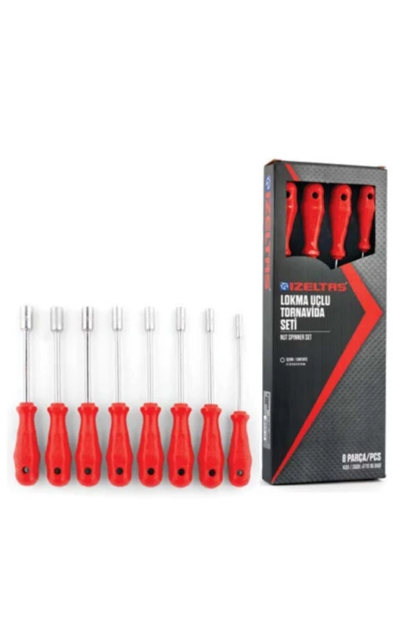 İzeltaş Lokma Uçlu Tornavida Seti 8 Parça 6-7-8-9-10-11-12-13 Mm ürün görseli 1
