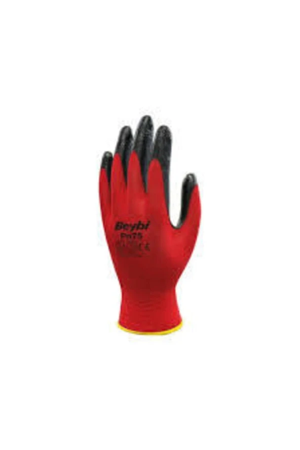 Beybi PN5 Zebra Nitril Kırmızı Kaplama Eldiven  (6 ÇİFT) ürün görseli 1