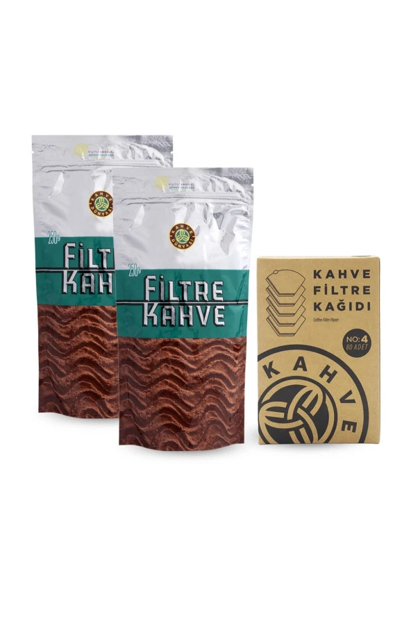 Kahve Dünyası Filtre Kahve 250 gr x 2 Adet ve  Filtre Kahve Kağıdı 80 Adet ürün görseli 1