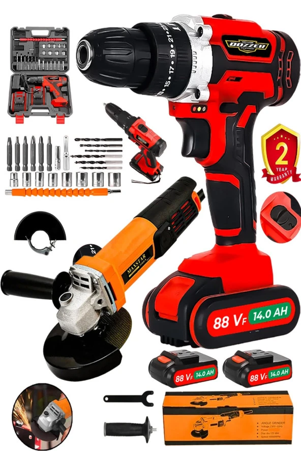 Dozzer Alman 2Li Mix Serii 12V 1.5 Ah Akülü Vidalama Matkap & 115Mm Avuç İçi Taşlama Makinesi ürün görseli 1