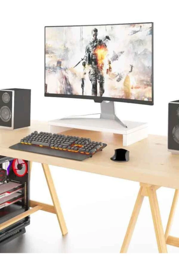 ÜNÜVAR KONSEPT Monitör Yükseltici 50x25x11  cm - Beyaz - Resim 3