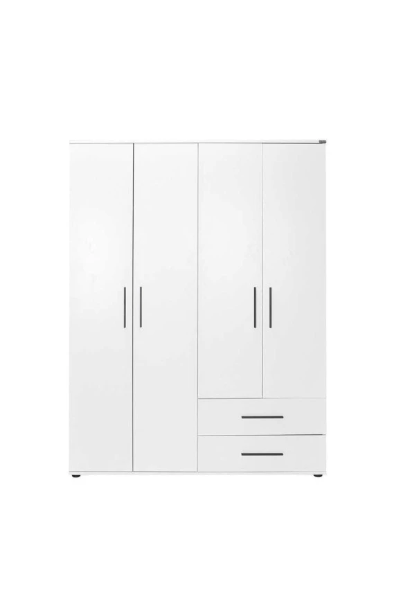 ÜNÜVAR KONSEPT Mobilya White 4 Kapılı 2 Çekmeceli Gardıropk2 ürün görseli 1