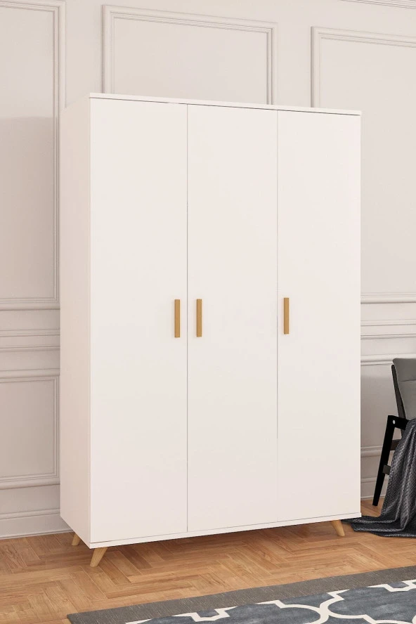 ÜNÜVAR KONSEPT Mordeka 3 Kapaklı Premium Beyaz Gardırop ürün görseli 1