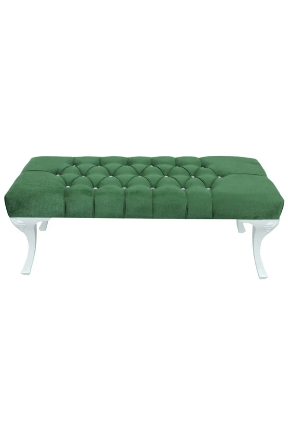 ÜNÜVAR KONSEPT Kaptioneli Ayakucu Bench Puf 90 Cm Yeşil- Taş Düğmelik2 ürün görseli 1