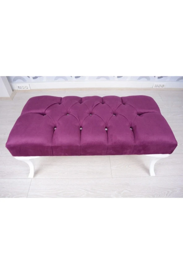 ÜNÜVAR KONSEPT Puf Ayak Ucu Kapitoneli Kapı Önü Antre Bench Puf Mürdümk2 ürün görseli 1