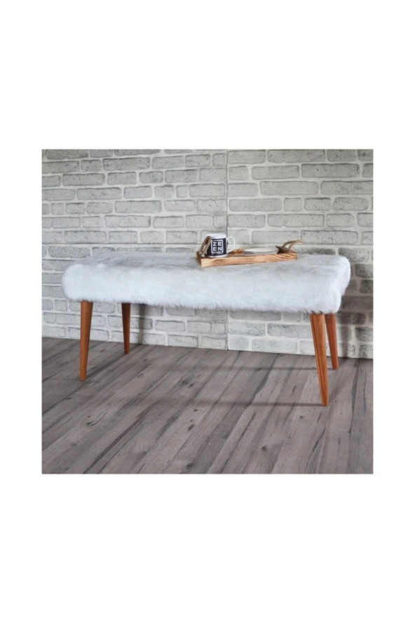 ÜNÜVAR KONSEPT Peluş Puf Ahşap Ayak ürün görseli 1