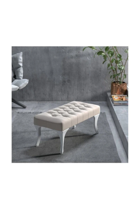 ÜNÜVAR KONSEPT Okyanus Bej Kapitoneli Kapıönü Ayak Ucu Bench Puf 90 Cm ürün görseli 1