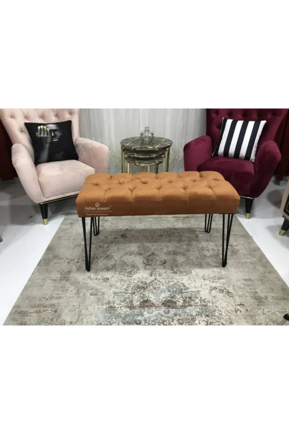 ÜNÜVAR KONSEPT Puf Bench Turuncu - Metal Ayak ürün görseli 1