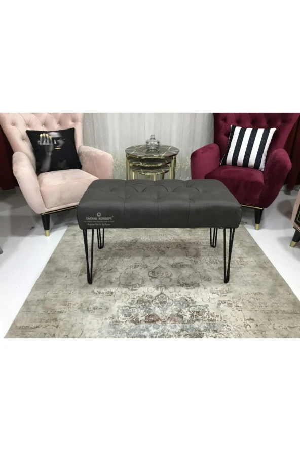 ÜNÜVAR KONSEPT Puf Bench Antrasir Gri - Metal Ayak ürün görseli 1