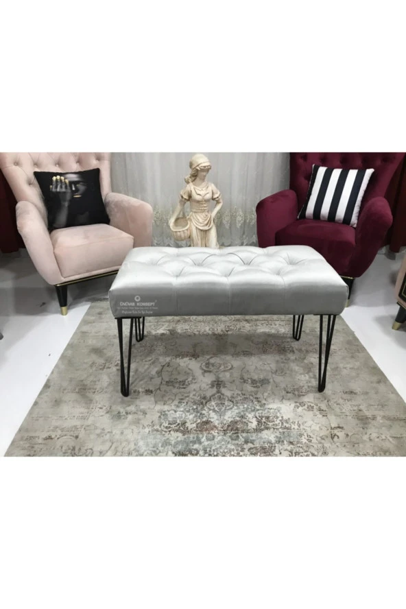 ÜNÜVAR KONSEPT Puf Bench Gri - Metal Ayak ürün görseli 1