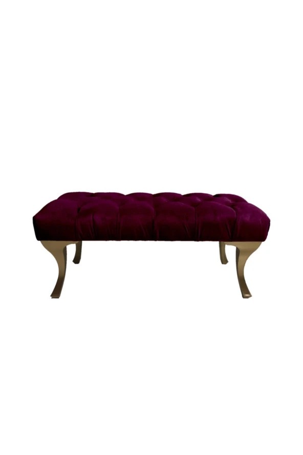 ÜNÜVAR KONSEPT Puf Bench Kapitoneli Bordo - Gold Renk Ayak ürün görseli 1