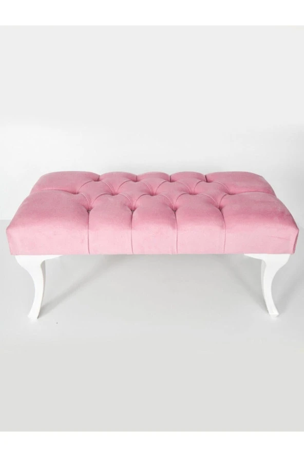 ÜNÜVAR KONSEPT Antibakteriyel Silinebilir Kapitone Kumaş Bench Ayakucu Antre Puf Pembe ürün görseli 1