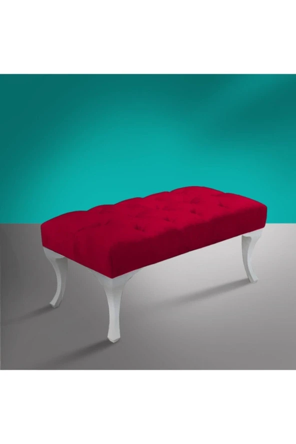 ÜNÜVAR KONSEPT Maklora Kırmızı Kapitoneli Kapı Önü Ayak Ucu Puf & Bench 90 Cm ürün görseli 1