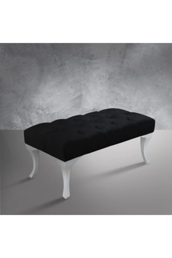 ÜNÜVAR KONSEPT Siyah Kapitoneli Kapı Önü Ayak Ucu Puf & Bench 90 Cm ürün görseli 1