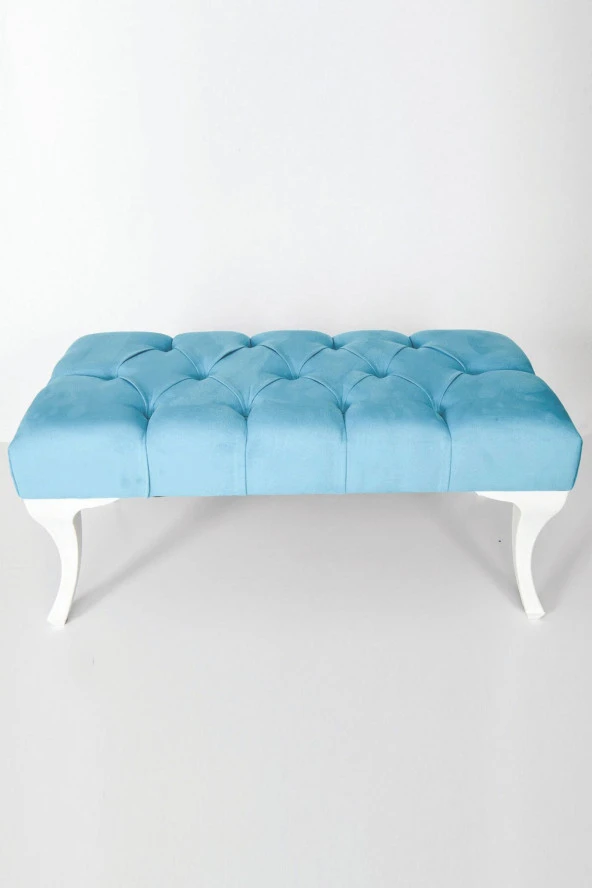 ÜNÜVAR KONSEPT Puffy Home  Kapitoneli Kapı Önü Mavi Ayakucu Mutfak Salon Masa Makyaj Koltuğu Mavi Puff Bench ürün görseli 1