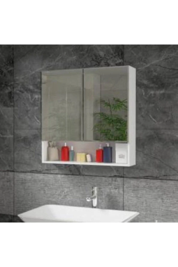 ÜNÜVAR KONSEPT   Mobilya Aynalı Avabo Dolabı Lavabo Dolabı Banyo Dolabı Raflı Dolap  L 70 ürün görseli 1