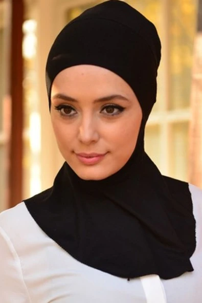 Kadın Penye Boyunluklu Bone Siyah Beyaz 2'li Set - Resim 2