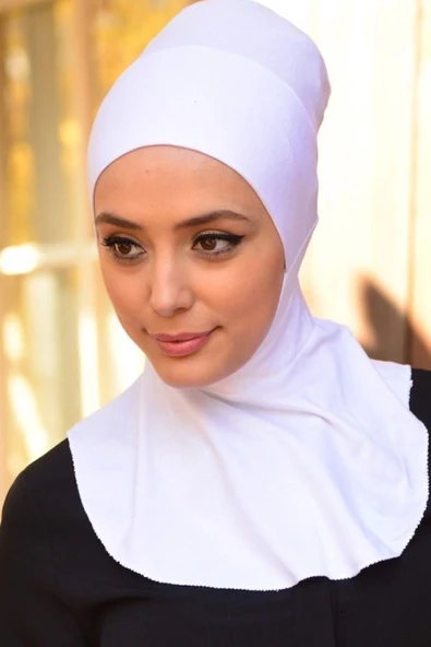 Kadın Penye Boyunluklu Bone Siyah Beyaz 2'li Set - Resim 3