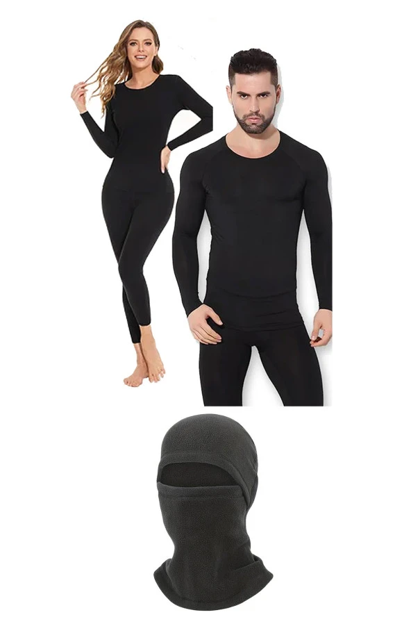 Unisex Termal İçlik Alt Üst Takım Polar Maske ürün görseli 1