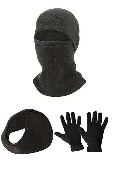 Polar Kar Maskesi Polar Eldiven Ense Tipi Polar Kulaklık Set ürün görseli 1