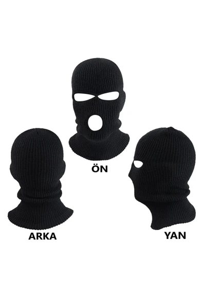 Örme Triko Unisex Siyah Kar Maskesi - Resim 2