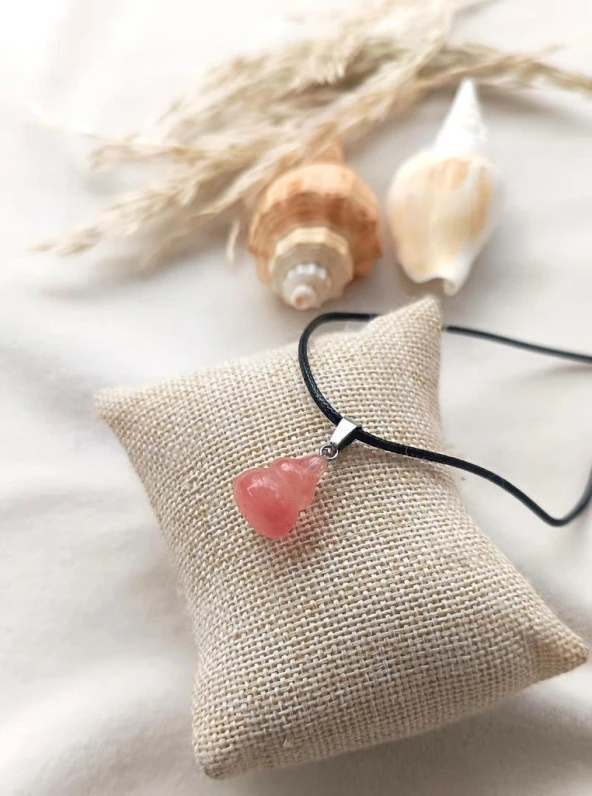 Kolye Gerdanlık Çakra Yoga Reiki Doğal Pembe Kuvars Taşı Kadın ürün görseli 1