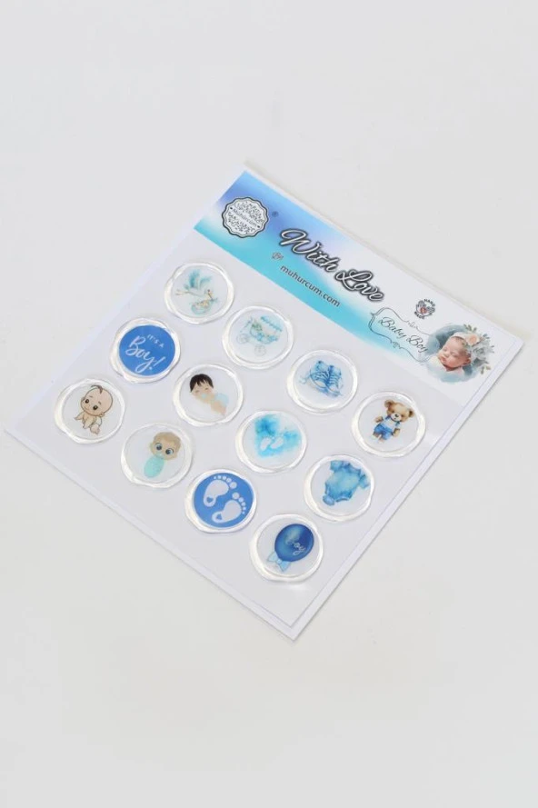 Mühürcüm 12 Adet Hazır Kendinden Yapışkanlı Sticker Mühür KYSM102 ürün görseli 1