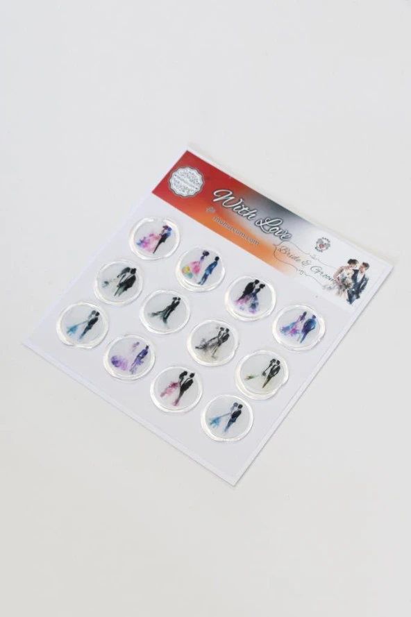 Mühürcüm 12 Adet Hazır Kendinden Yapışkanlı Davetiye Sticker Mühür KYSM104 ürün görseli 1