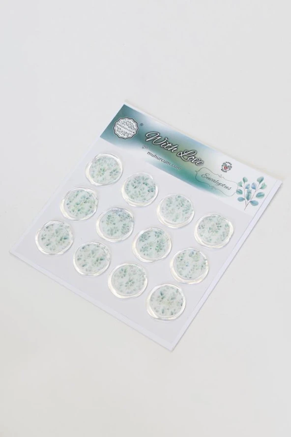 Mühürcüm 12 Adet Hazır Kendinden Yapışkanlı Okaliptüs Sticker Mühür KYSM106 ürün görseli 1