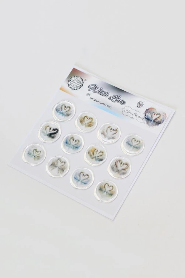 Mühürcüm 12 Adet Hazır Kendinden Yapışkanlı Kuğu Sticker Mühür KYSM112 ürün görseli 1