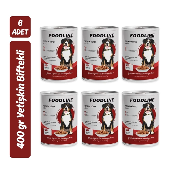 Foodline Biftekli Yetişkin Köpek Konservesi 400 Gr x 6 Adet ürün görseli 1