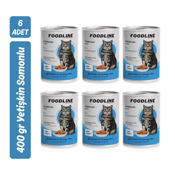 Foodline Somonlu Yetişkin Kedi Konservesi 400 Gr x 6 Adet ürün görseli 1