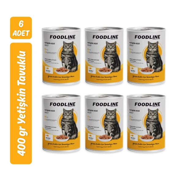 Foodline Tavuklu Yetişkin Kedi Konservesi 400 Gr x 6 Adet ürün görseli 1