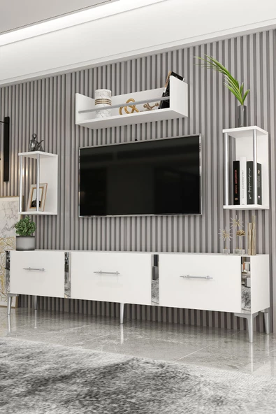 Givayo Mobilya Laura Tv Ünitesi Beyaz Gümüş ürün görseli 1